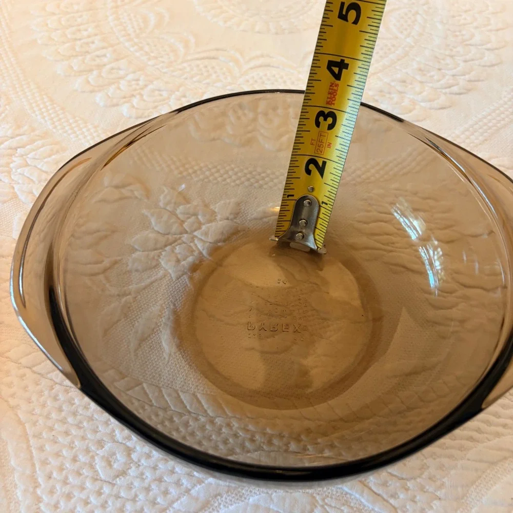 Pyrex Visions Amber Glass Casserole Dish with Lid 1.5L Round Baker 023 V-623-C